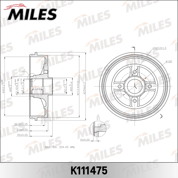 Тормозной барабан MILES K111475