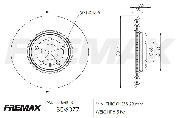 Тормозной диск FREMAX BD-6077