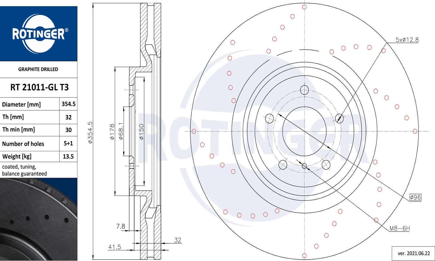 Тормозной диск ROTINGER RT 21011-GL T3