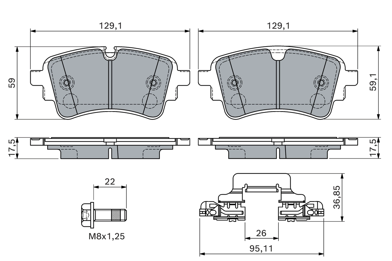 Комплект тормозных колодок дисковый тормоз BOSCH 0 986 460 174
