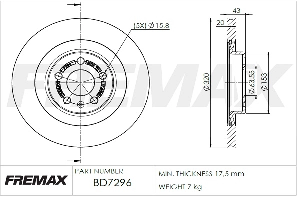 Тормозной диск FREMAX BD-7296