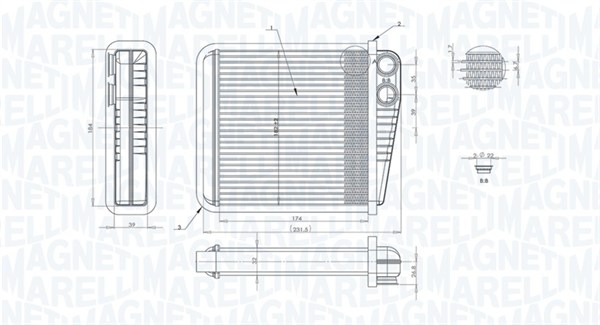 Теплообменник отопление салона MAGNETI MARELLI 350218423000