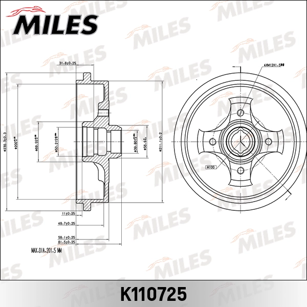 Тормозной барабан MILES K110725