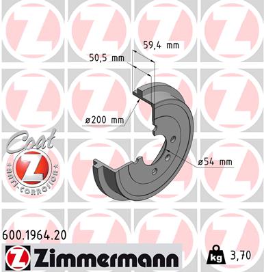 Тормозной барабан ZIMMERMANN 600196420