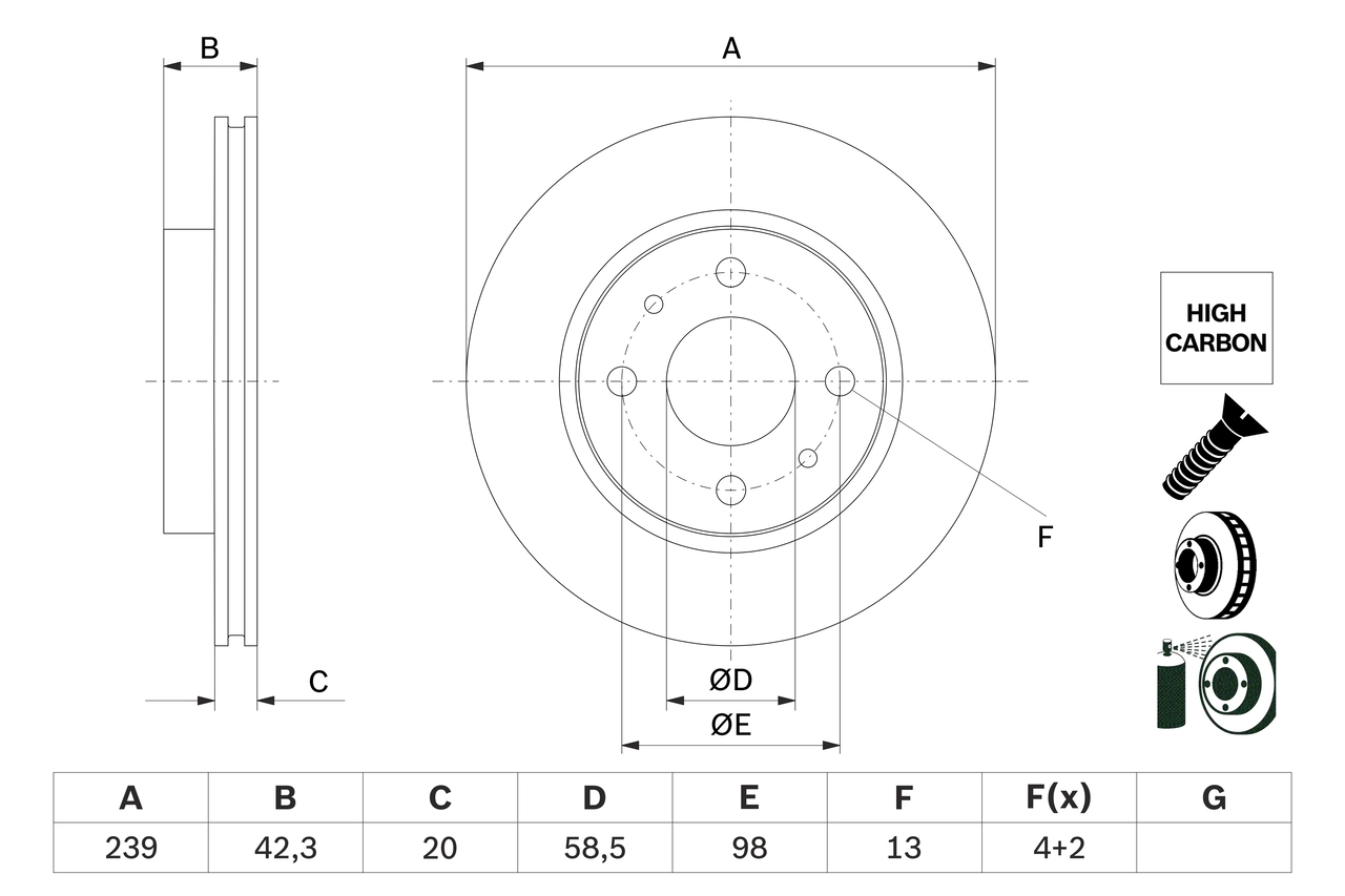 Тормозной диск BOSCH 0 986 479 E34