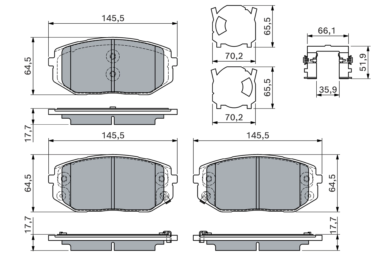 Комплект тормозных колодок дисковый тормоз BOSCH 0 986 460 164