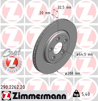 Тормозной диск ZIMMERMANN 290.2262.20