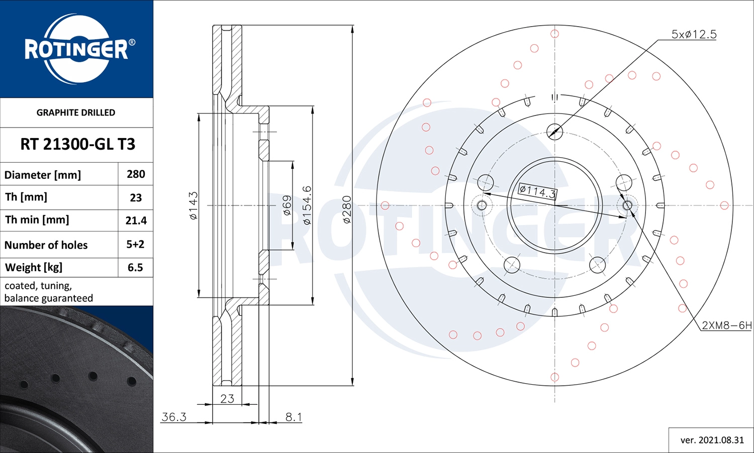 Тормозной диск ROTINGER RT 21300-GL T3