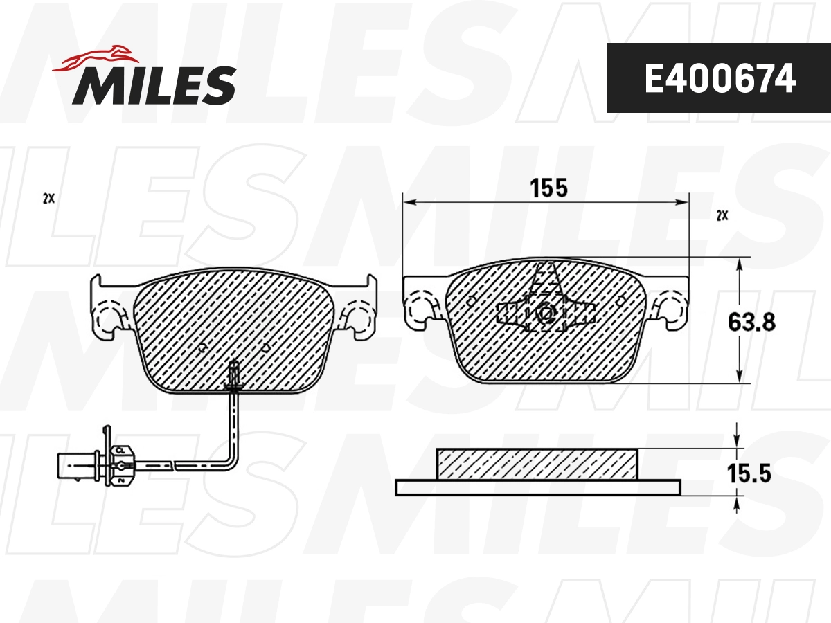 Комплект тормозных колодок дисковый тормоз MILES E400674