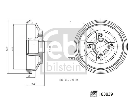 Тормозной барабан FEBI BILSTEIN 183839