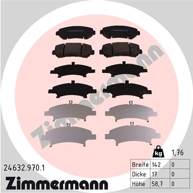 Комплект тормозных колодок дисковый тормоз ZIMMERMANN 24632.970.1