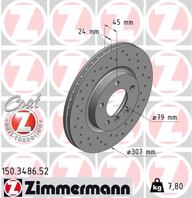 Тормозной диск ZIMMERMANN 150.3486.52