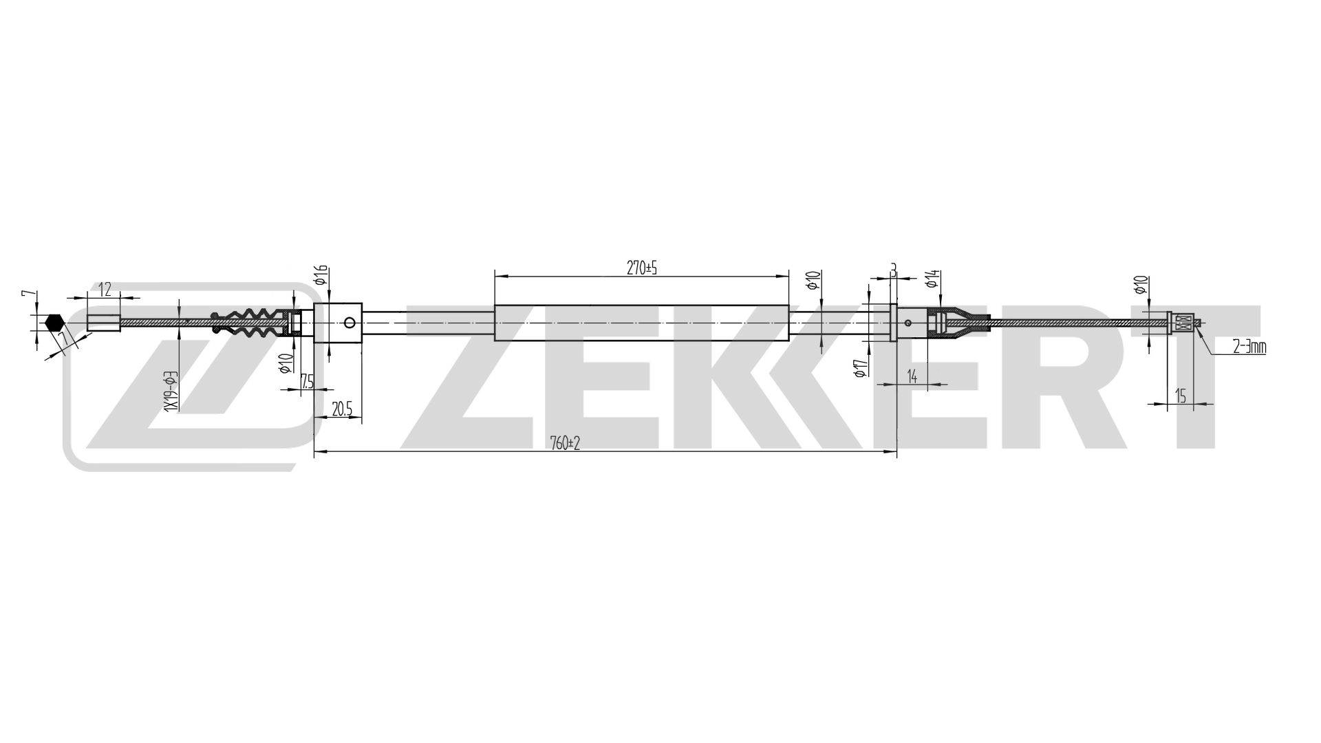 Тросик cтояночный тормоз ZEKKERT BZ1244