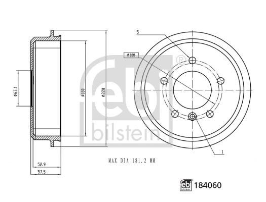 Тормозной барабан FEBI BILSTEIN 184060