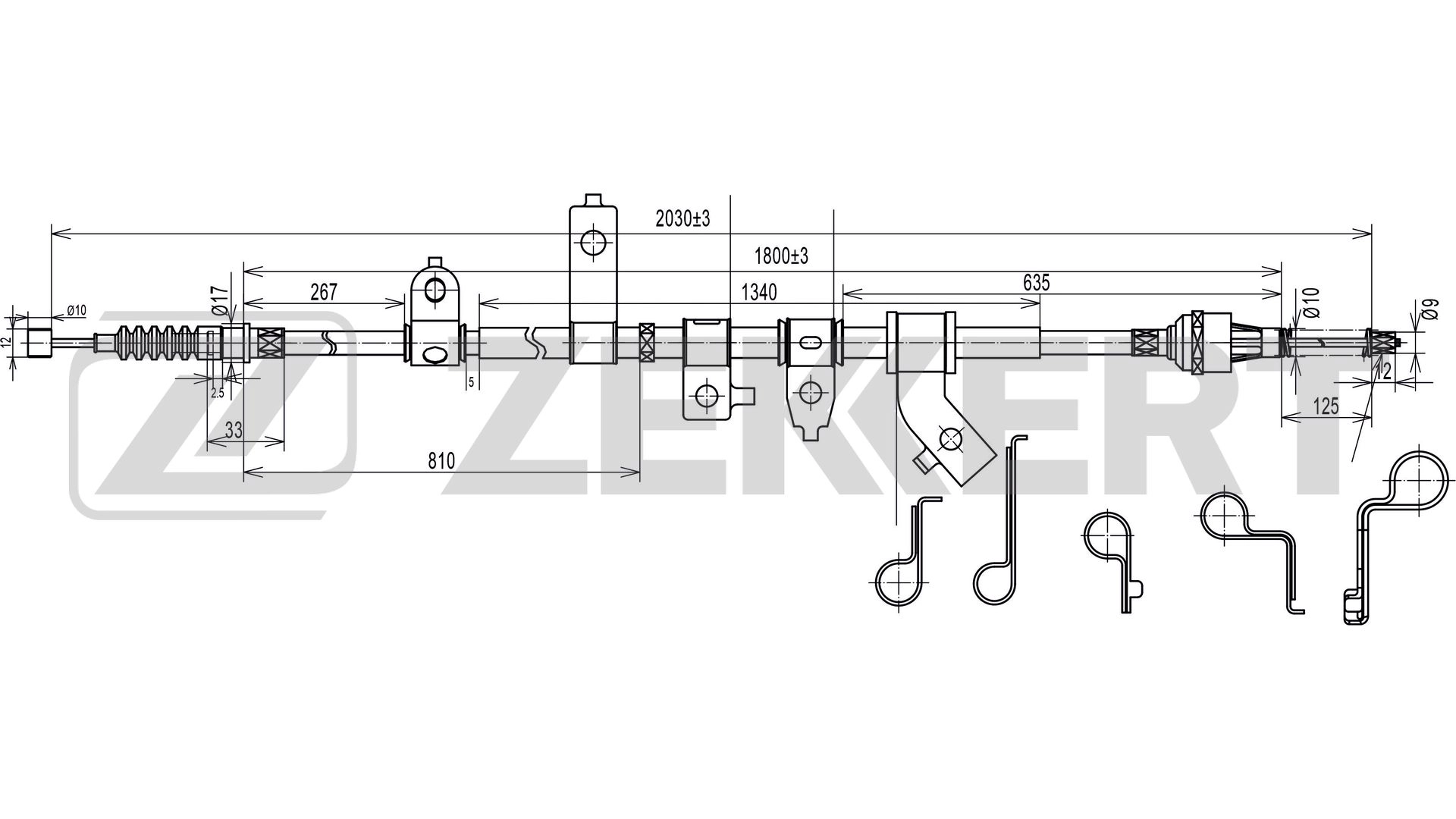 Тросик cтояночный тормоз ZEKKERT BZ-1070