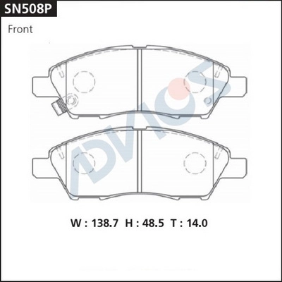 Комплект тормозных колодок дисковый тормоз ADVICS SN508P