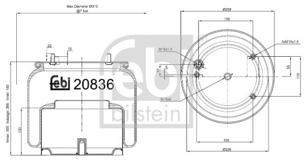 Кожух пневматической рессоры FEBI BILSTEIN 20836
