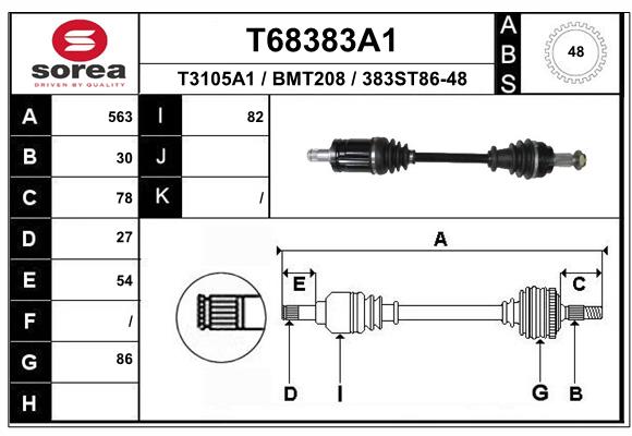 Приводной вал EAI T68383A1