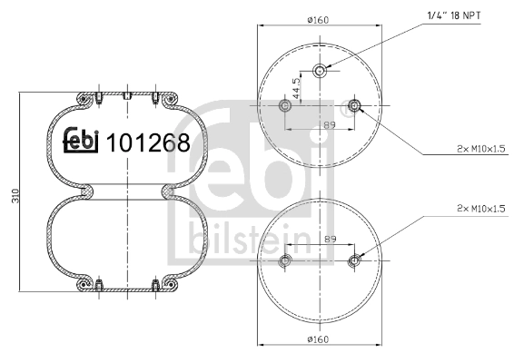 Кожух пневматической рессоры FEBI BILSTEIN 101268