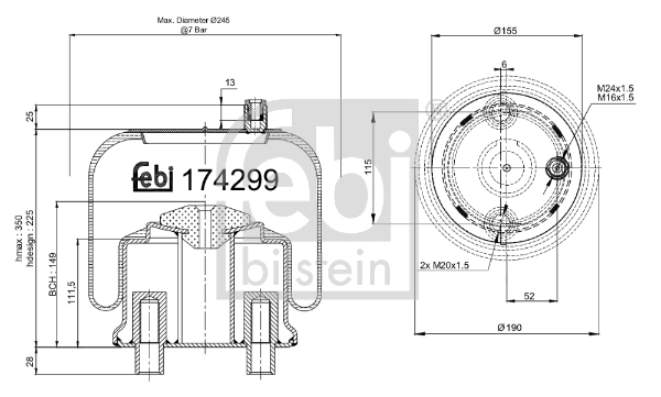 Кожух пневматической рессоры FEBI BILSTEIN 174299