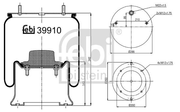 Кожух пневматической рессоры FEBI BILSTEIN 39910