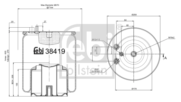 Кожух пневматической рессоры FEBI BILSTEIN 38419