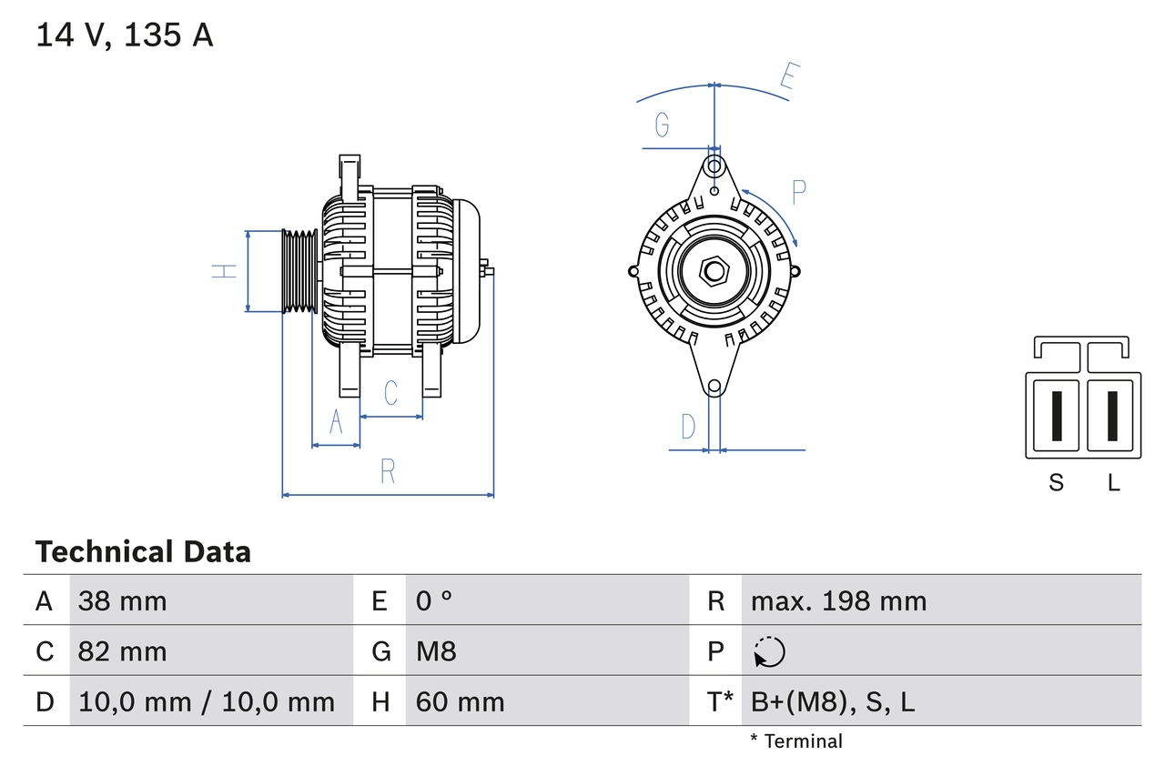 Генератор BOSCH 0 986 082 190