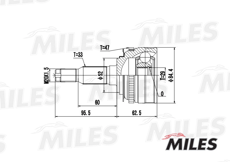 Шарнирный комплект приводной вал MILES GA20051