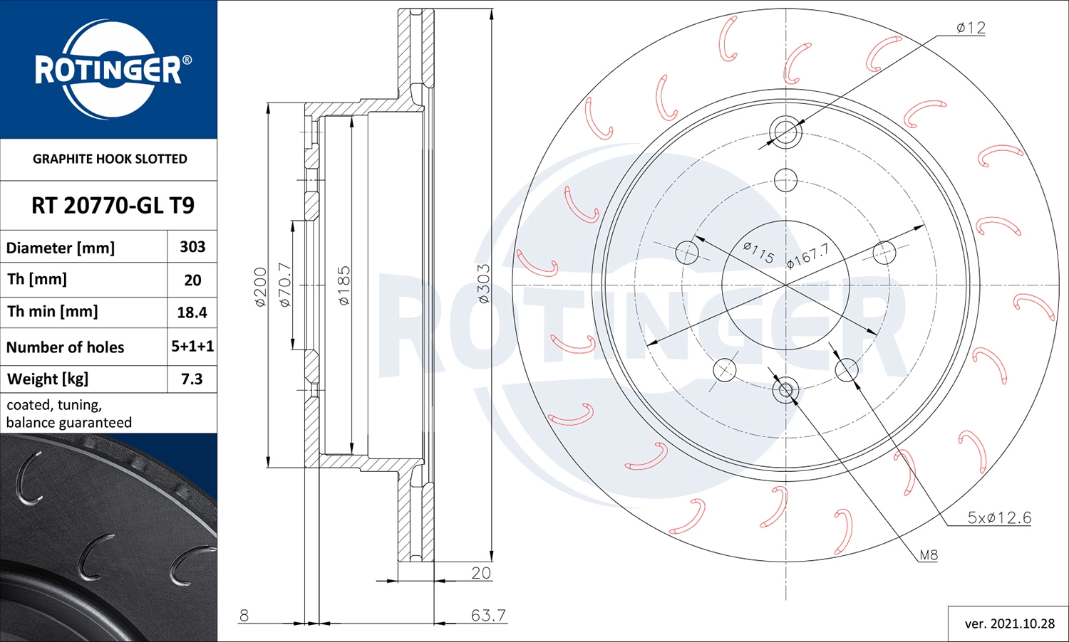 Тормозной диск ROTINGER RT 20770-GL T9
