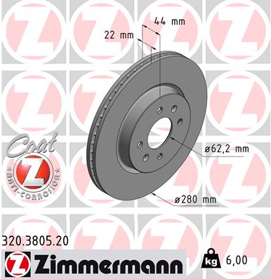 Тормозной диск ZIMMERMANN 320.3805.20