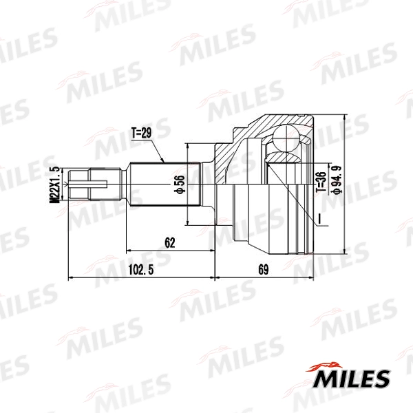 Шарнирный комплект приводной вал MILES GA20711