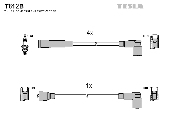 Комплект проводов зажигания TESLA T612B