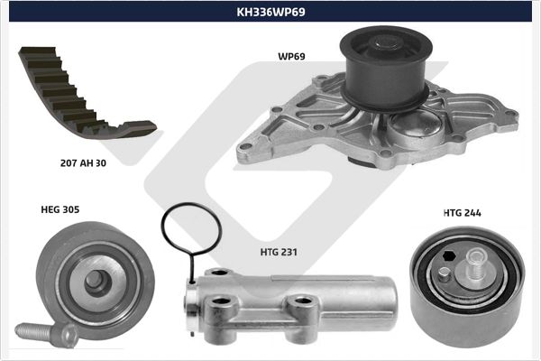 Водяной насос + комплект зубчатого ремня HUTCHINSON KH 336WP69