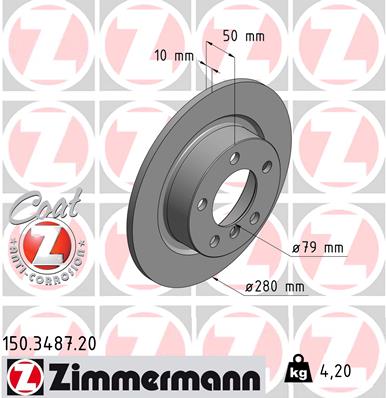 Тормозной диск ZIMMERMANN 150.3487.20