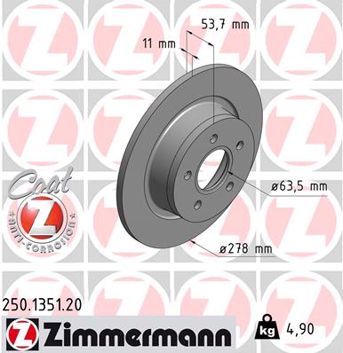 Тормозной диск ZIMMERMANN 250.1351.20