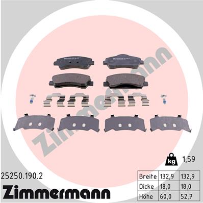 Комплект тормозных колодок дисковый тормоз ZIMMERMANN 25250.190.2
