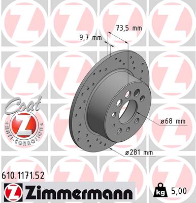 Тормозной диск ZIMMERMANN 610.1171.52
