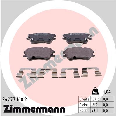 Комплект тормозных колодок дисковый тормоз ZIMMERMANN 24277.160.2
