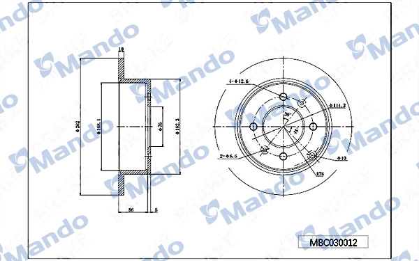 Тормозной диск MANDO MBC030012
