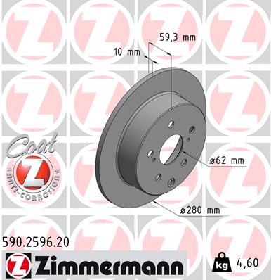Тормозной диск ZIMMERMANN 590.2596.20