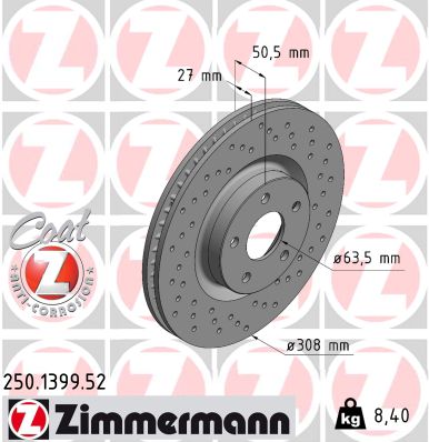 Тормозной диск ZIMMERMANN 250.1399.52