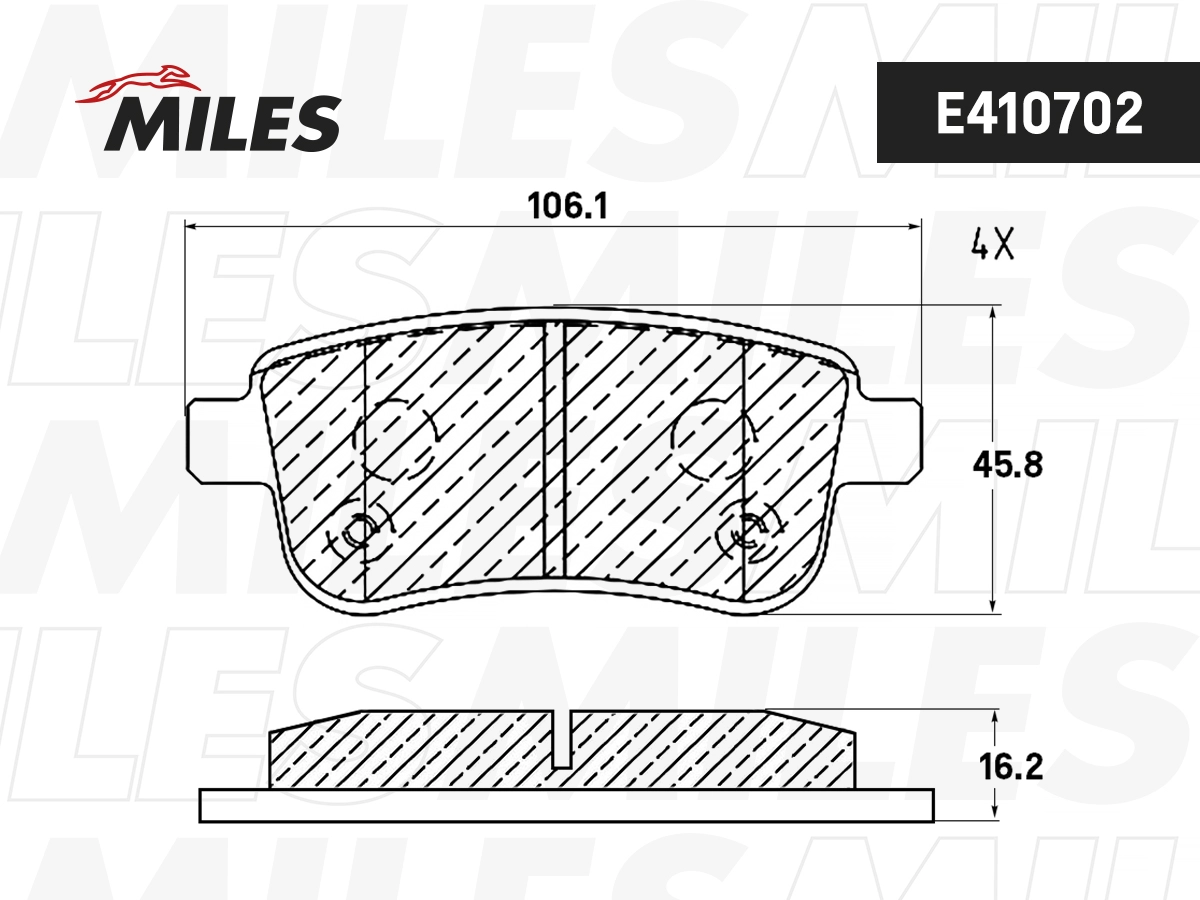 Комплект тормозных колодок дисковый тормоз MILES E410702
