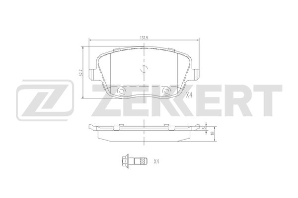 Комплект тормозных колодок дисковый тормоз ZEKKERT BS-2903