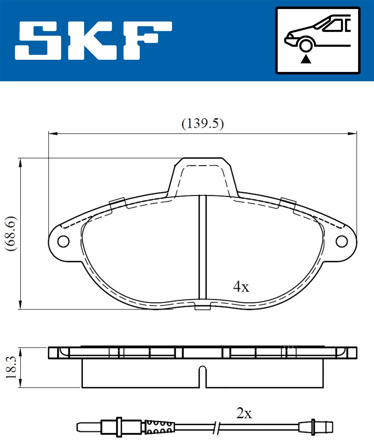 Комплект тормозных колодок дисковый тормоз SKF VKBP 80423 E