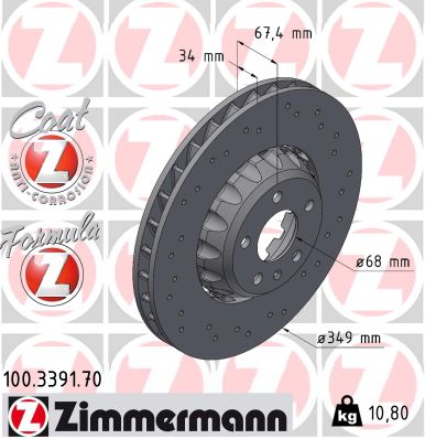 Тормозной диск ZIMMERMANN 100.3391.70