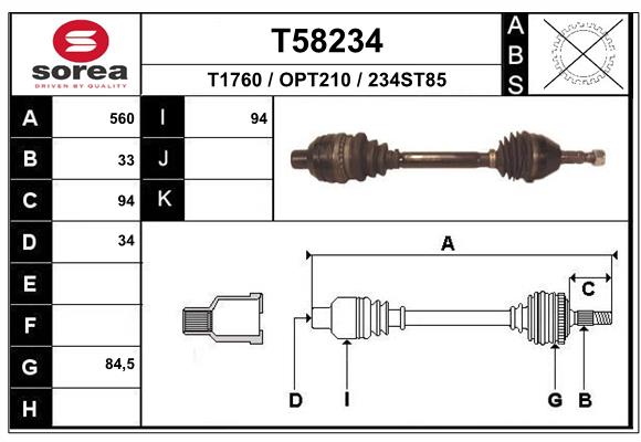 Приводной вал EAI T58234