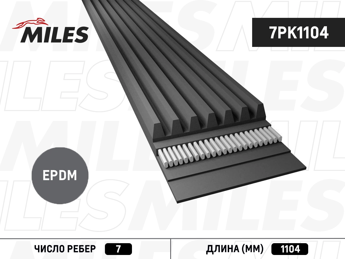 Поликлиновой ремень MILES 7PK1104