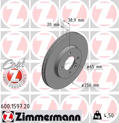Тормозной диск ZIMMERMANN 600.1597.20