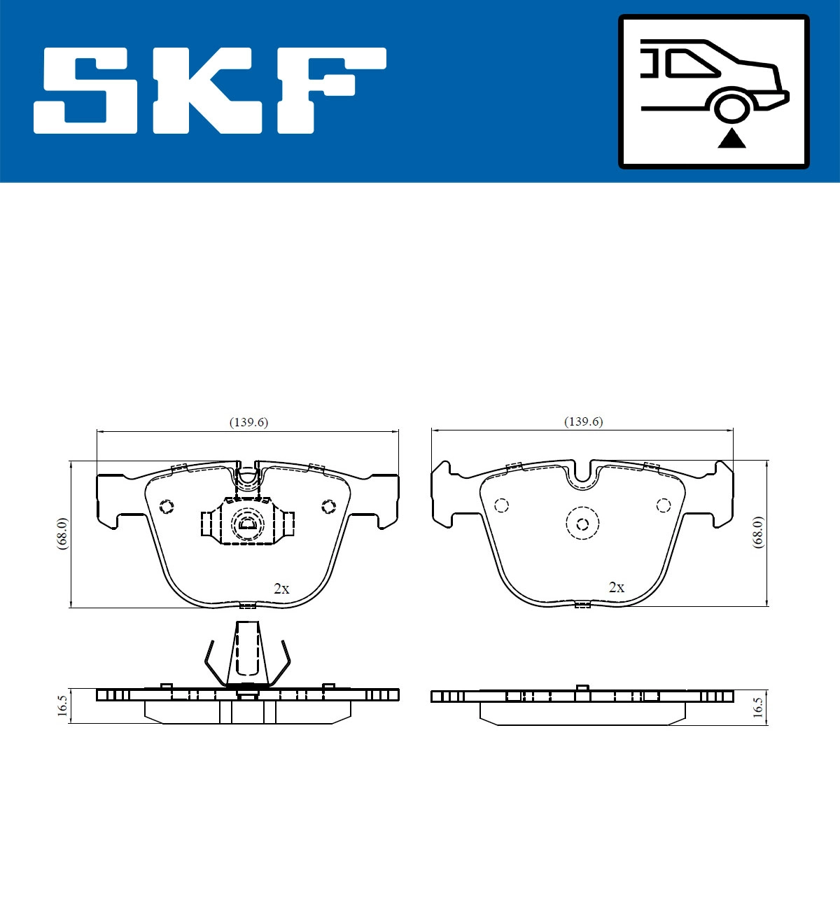 Комплект тормозных колодок дисковый тормоз SKF VKBP 90471