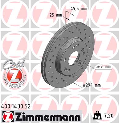 Тормозной диск ZIMMERMANN 400.1430.52